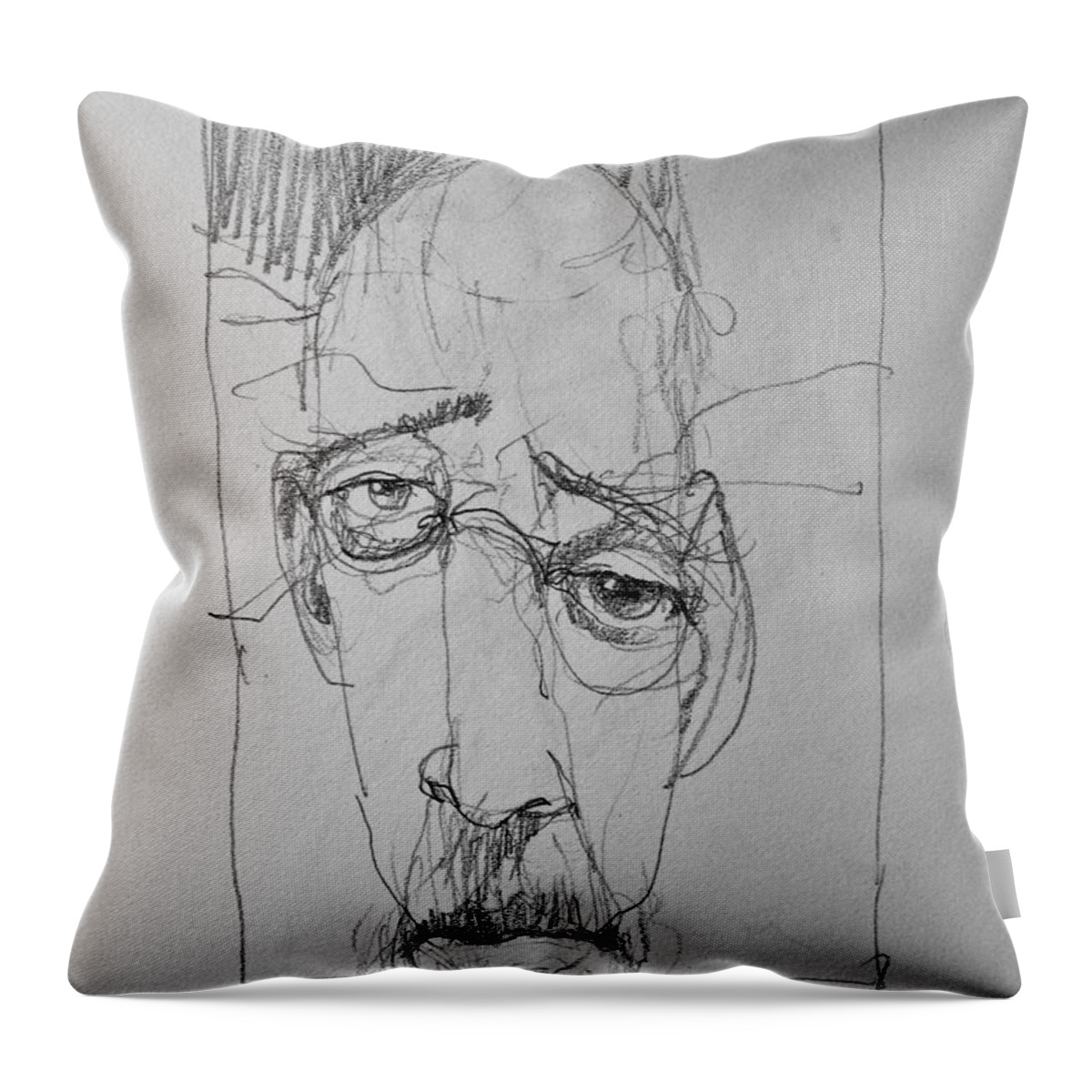 Drawing Throw Pillow featuring the drawing Almost Finished - Literally And Figuratively by Cliff Spohn