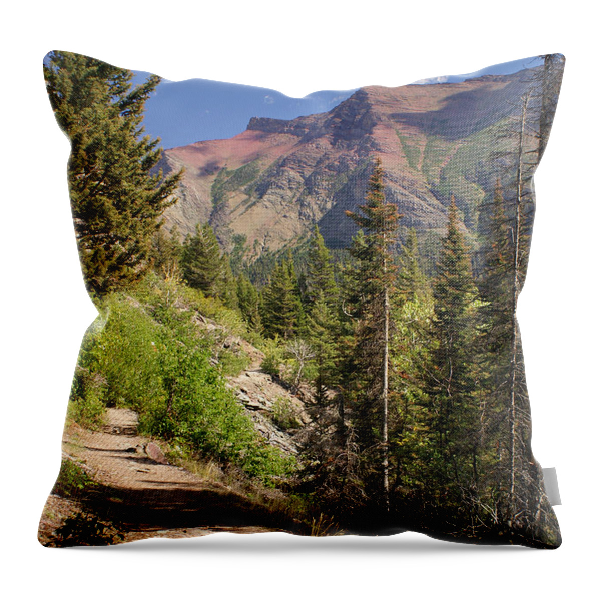 Glacier National Park Throw Pillow featuring the photograph Along St. Mary's Lake Trail by Marty Koch