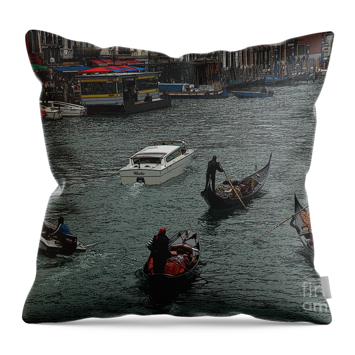 Venice Throw Pillow featuring the photograph Along the Canal by Vivian Christopher