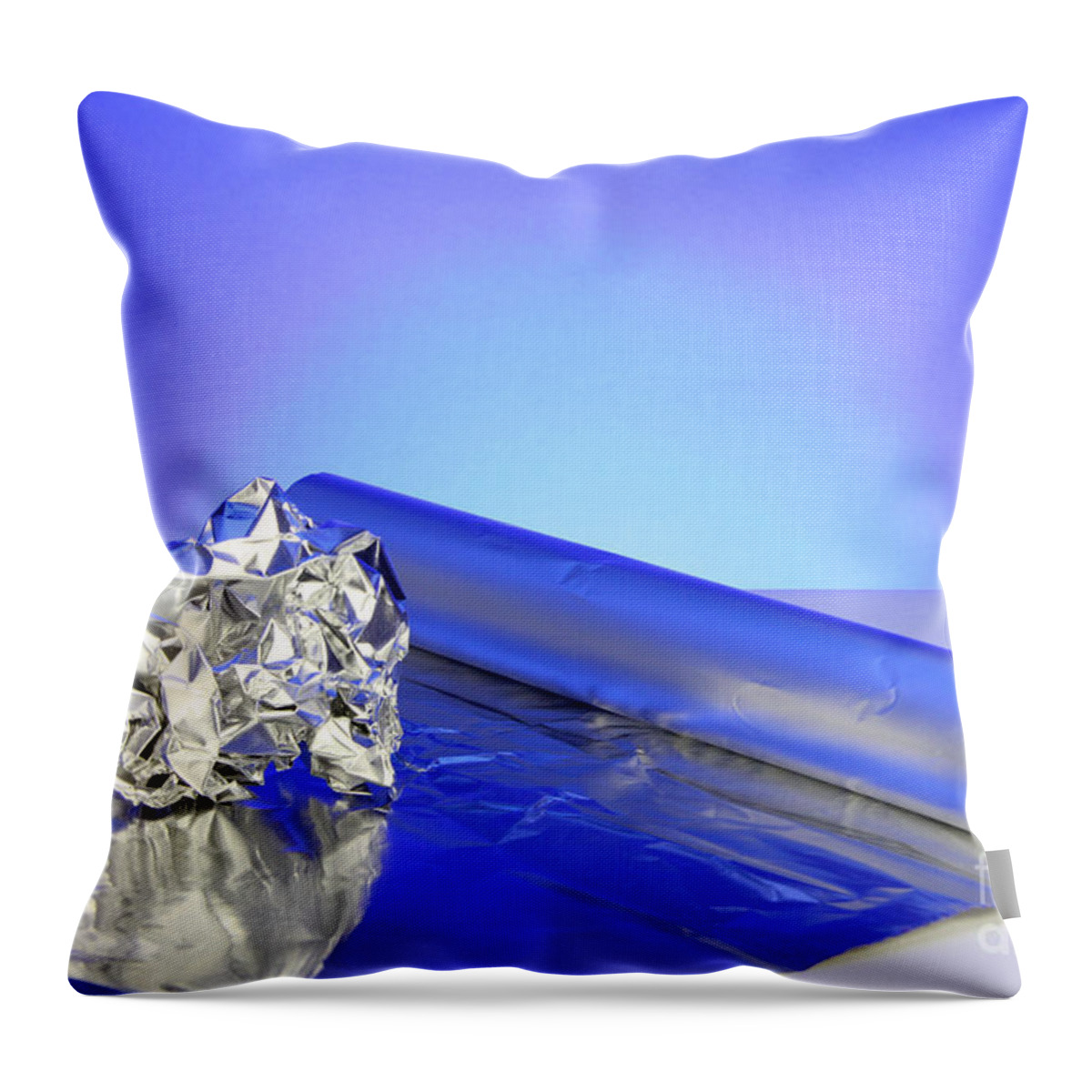 Aluminum Throw Pillow featuring the photograph Aluminum Foil by Photo Researchers, Inc.