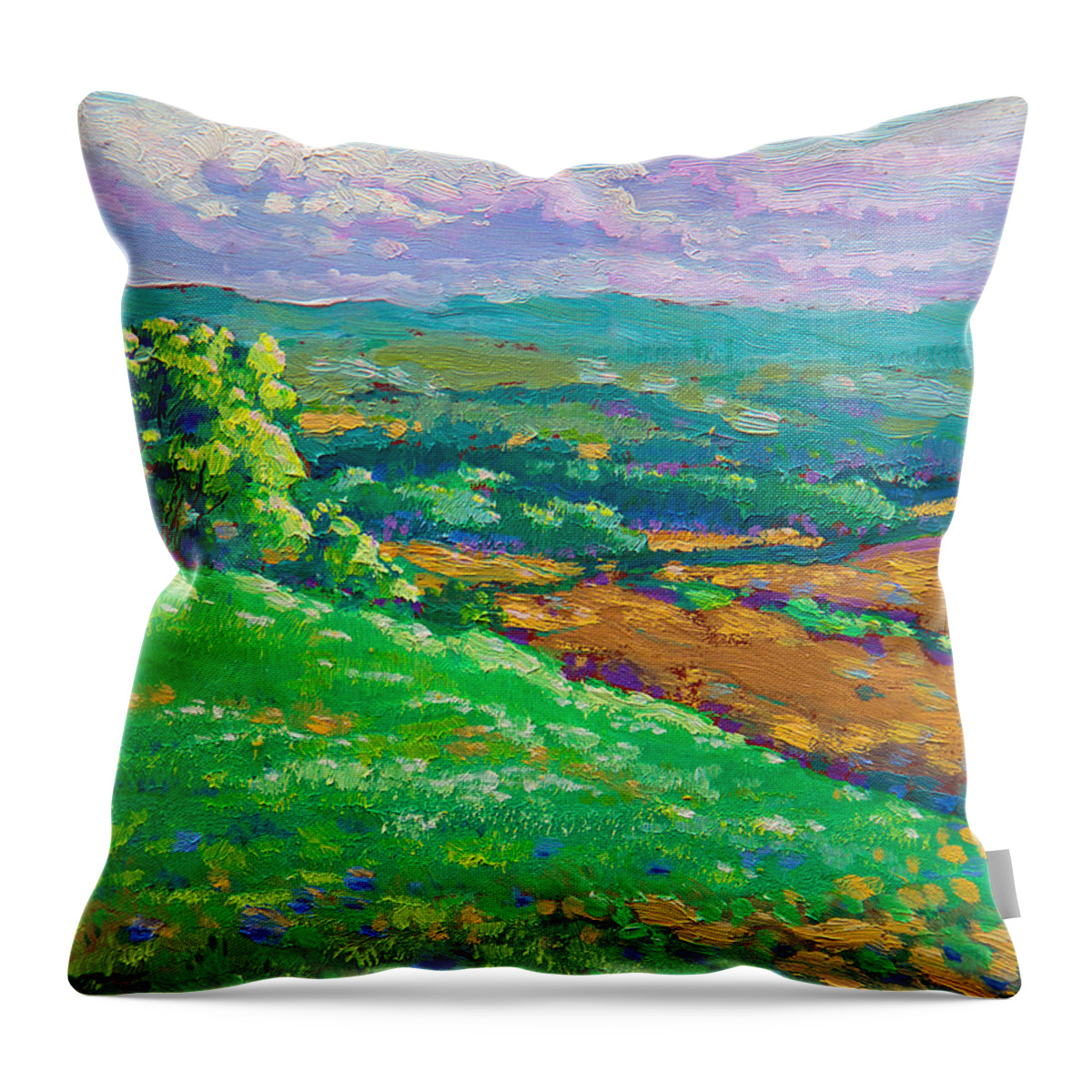 Landscape Throw Pillow featuring the painting America East Pastoral by Michael Gross