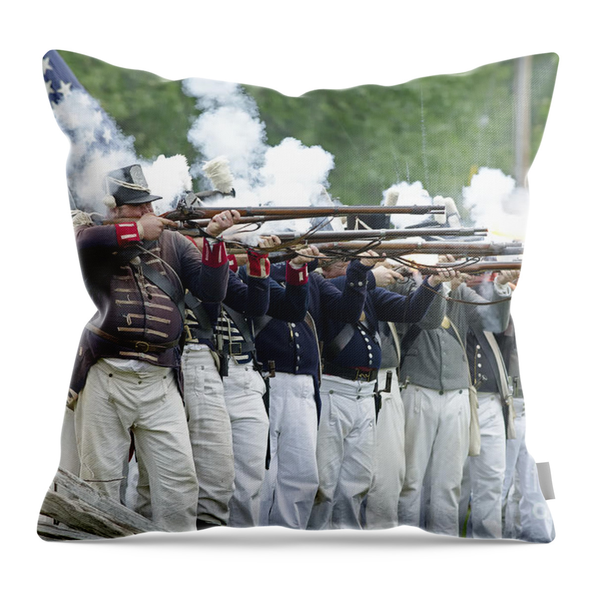 War Of 1812 Throw Pillow featuring the photograph American Firing Line by JT Lewis