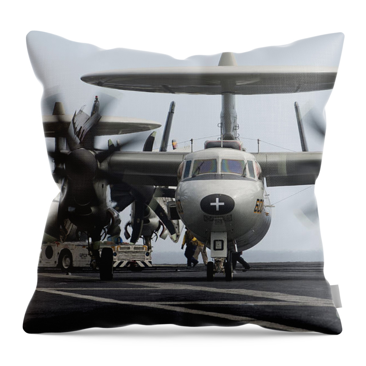 Taxiing Throw Pillow featuring the photograph An E-2c Hawkeye Aircraft On The Flight by Stocktrek Images