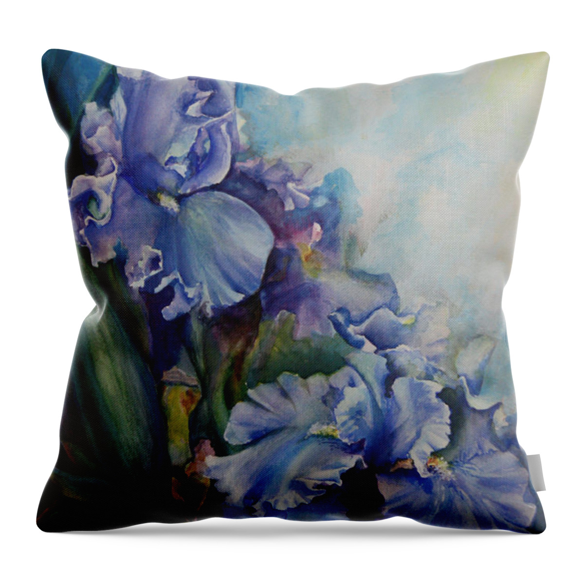 Iris Throw Pillow featuring the painting An Iris for My Love by Mary Beglau Wykes