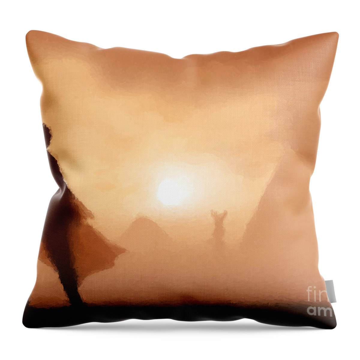 Fantasy Throw Pillow featuring the painting Ancient desert by Pixel Chimp