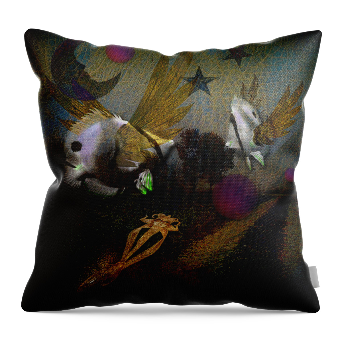 Fish Throw Pillow featuring the digital art Angel Fish by Mimulux Patricia No