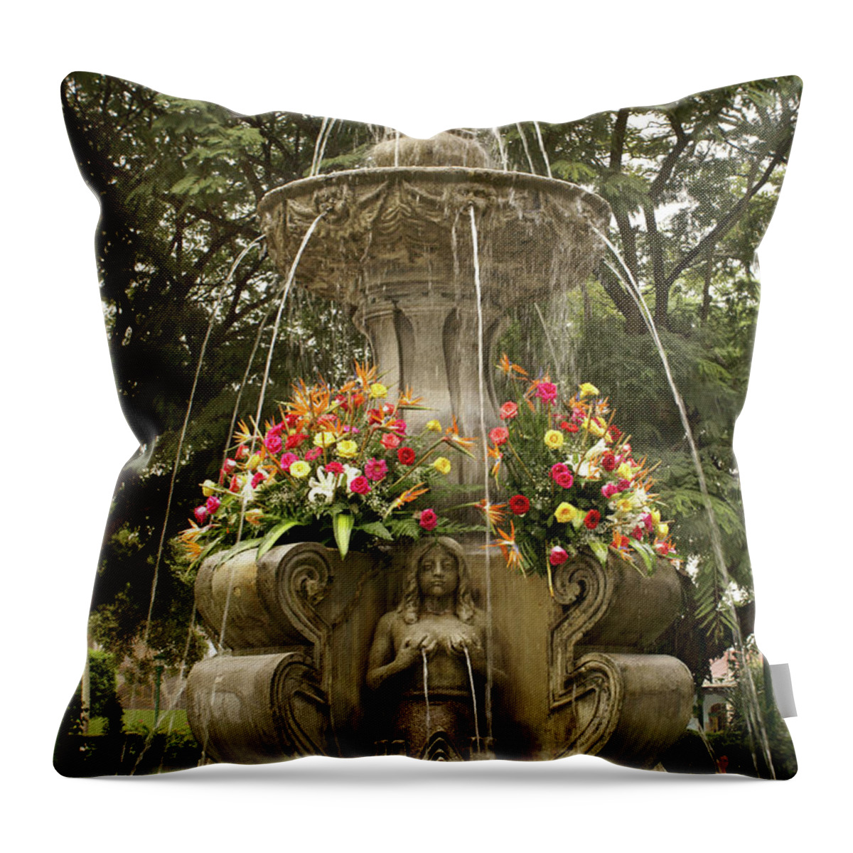 Guatemala Throw Pillow featuring the photograph Antigua Fountain by John Mitchell