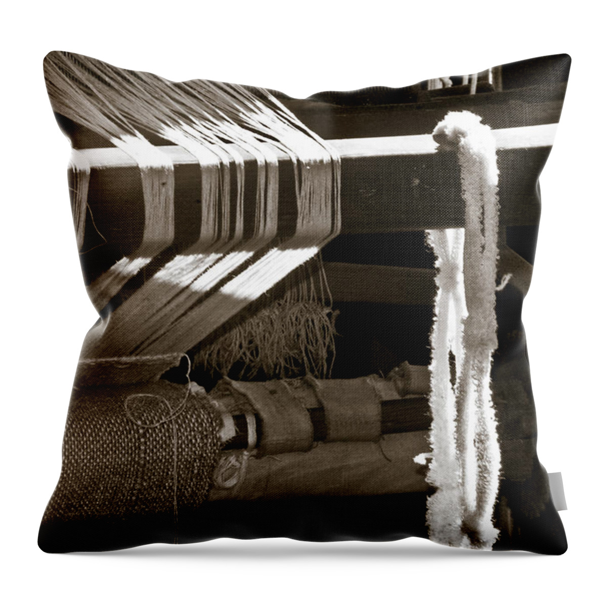 Loom Throw Pillow featuring the photograph Antique Hand Loom by Carolyn Marshall