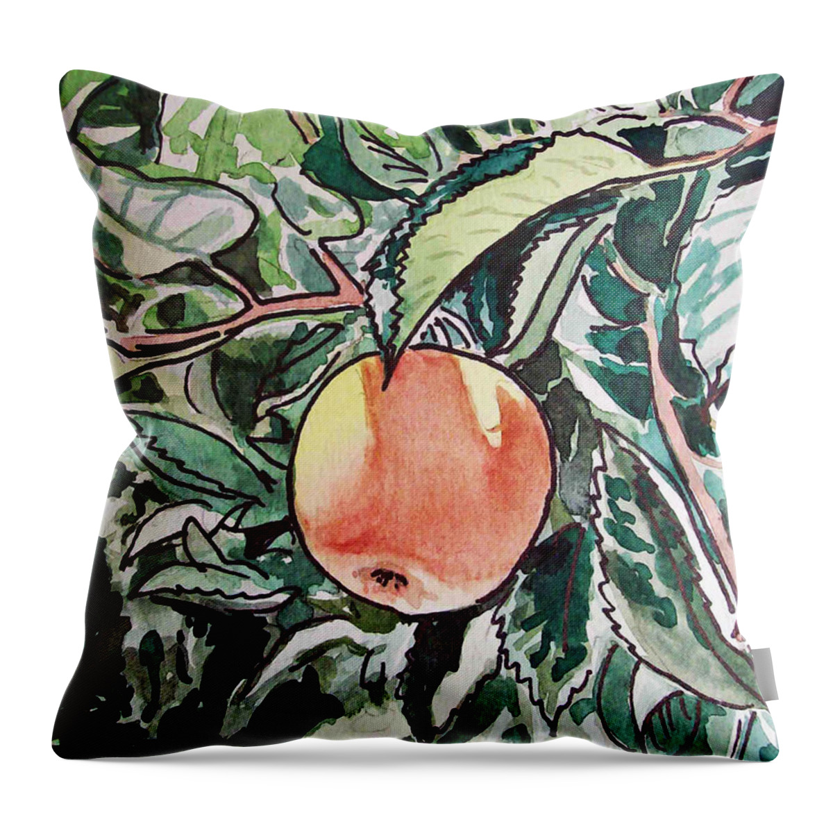 Sketch Throw Pillow featuring the painting Apple Tree Sketchbook Project Down My Street by Irina Sztukowski