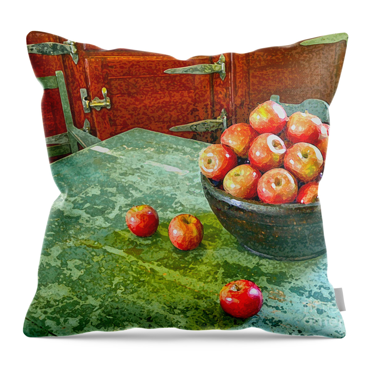 Apples Throw Pillow featuring the digital art Apples by Karen Francis