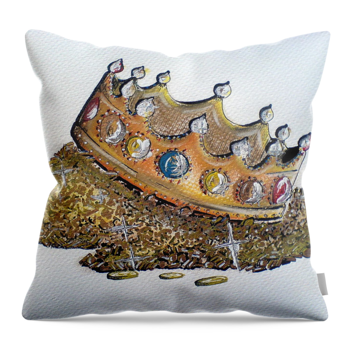 Ahonu Throw Pillow featuring the painting Aristocracy Disseminating Wealth by AHONU Aingeal Rose