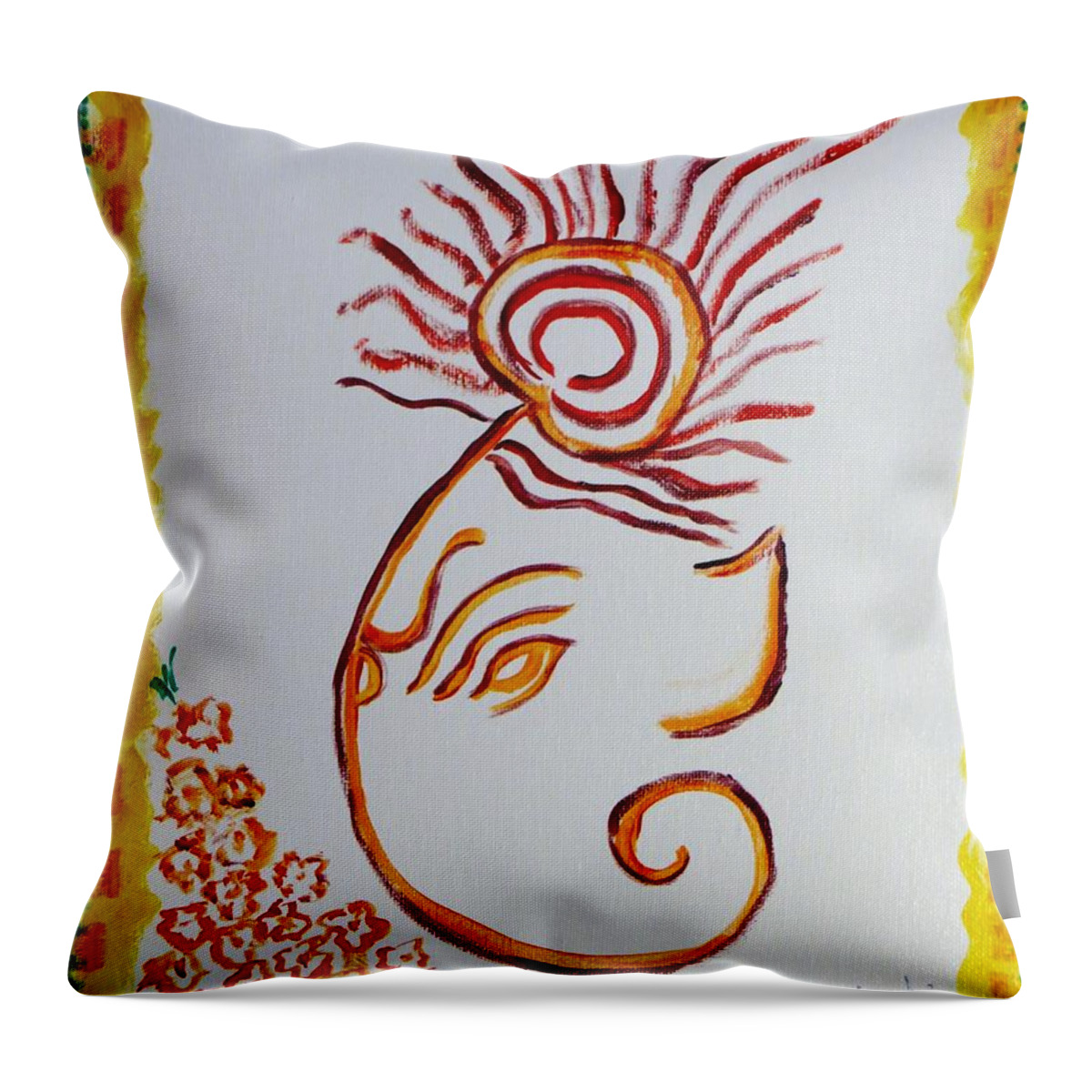 Lord Ganesha Throw Pillow featuring the painting Artistic Lord Ganesha by Sonali Gangane