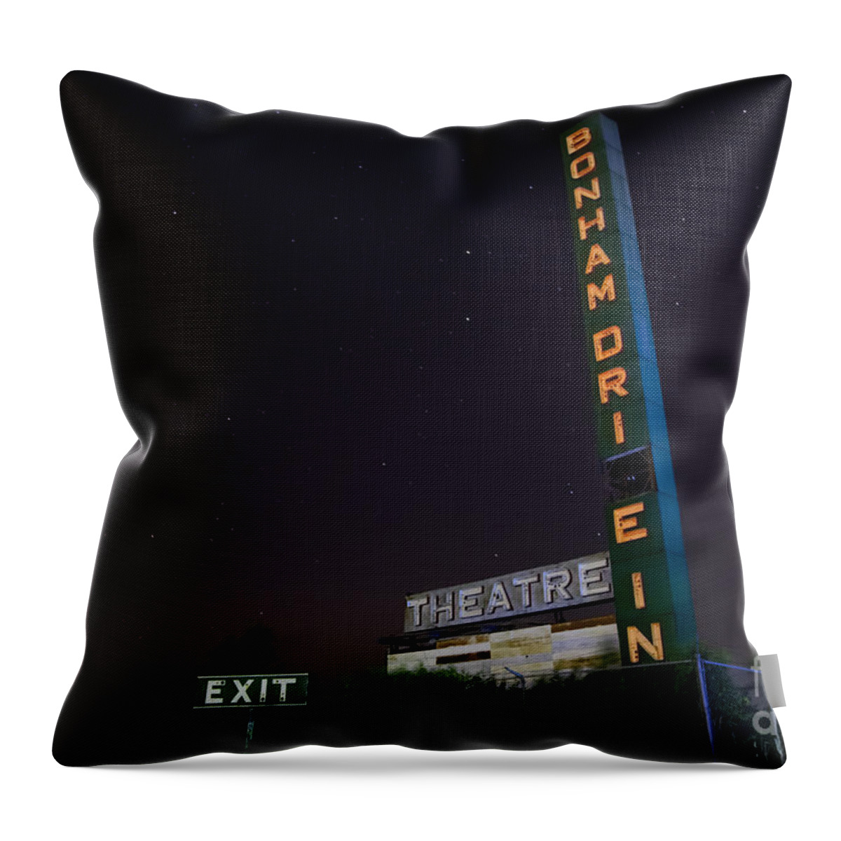 Drive In Movie Theater Throw Pillow featuring the photograph At the Drive In Movie Theater by Keith Kapple