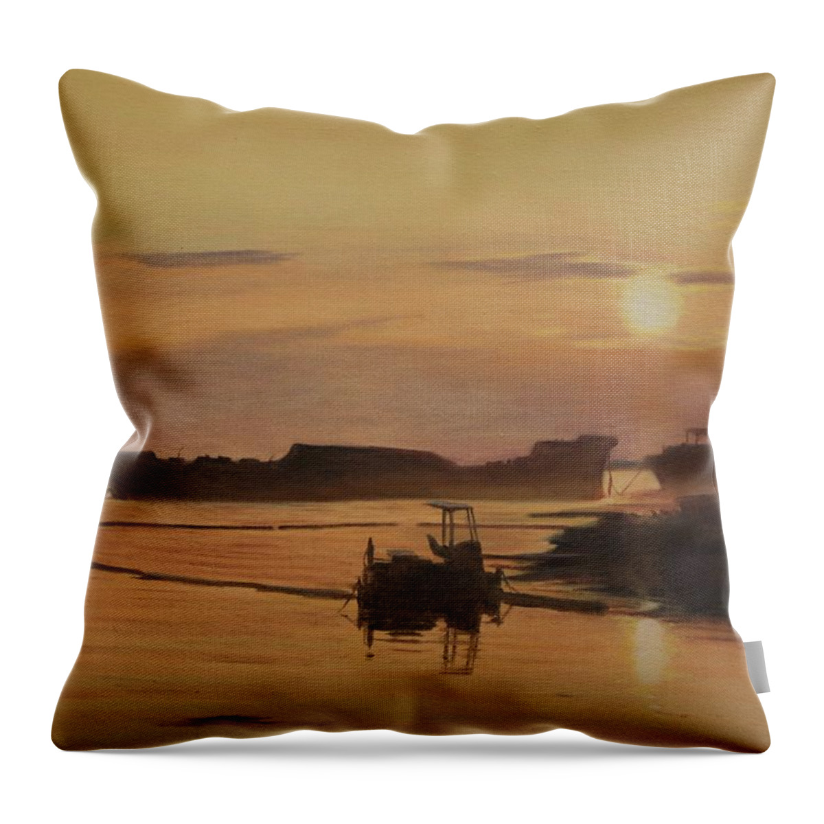 Pacific Ocean Throw Pillow featuring the painting At The End Of It's Day by Tammy Taylor