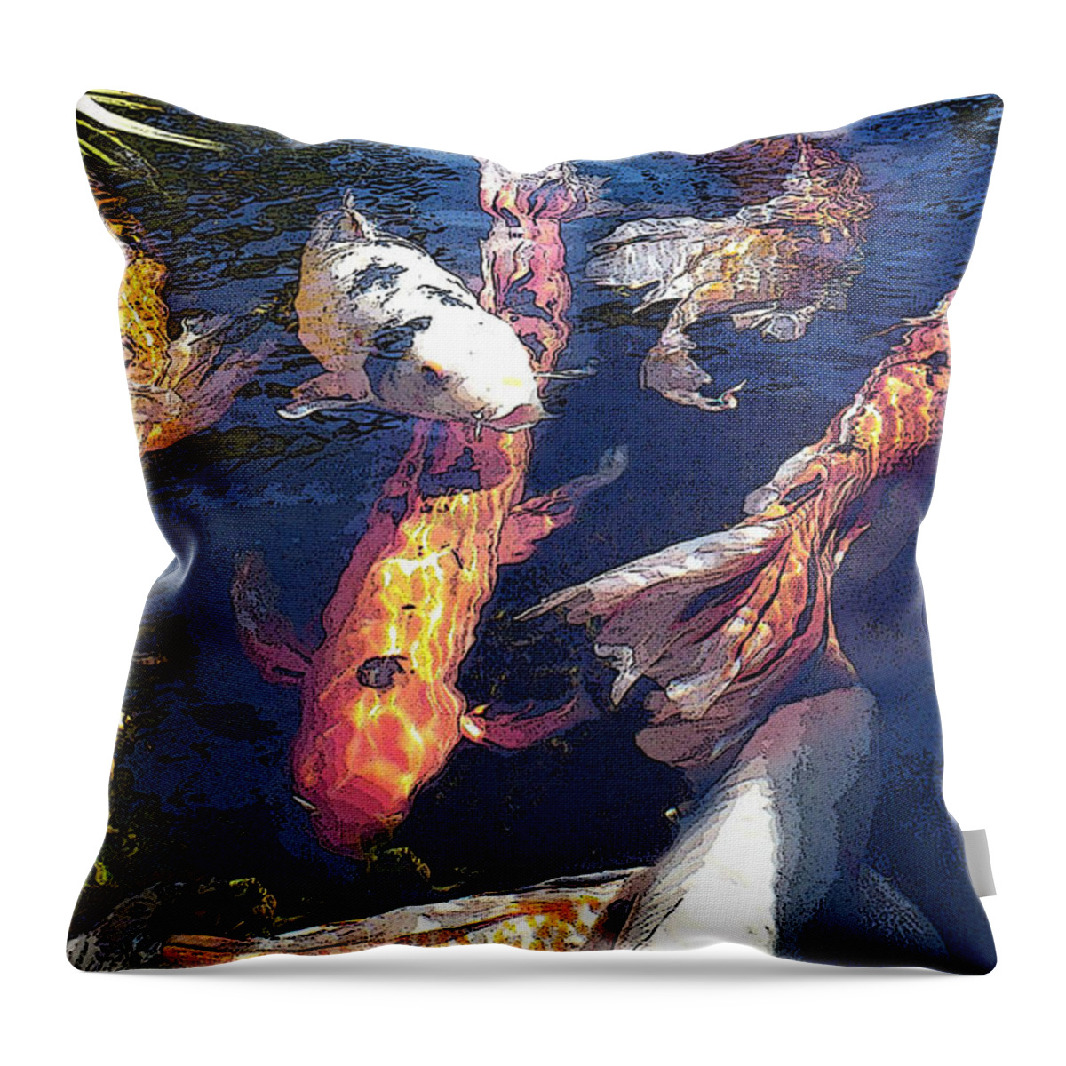 Koi Throw Pillow featuring the photograph At the Pond by Greg Kopriva