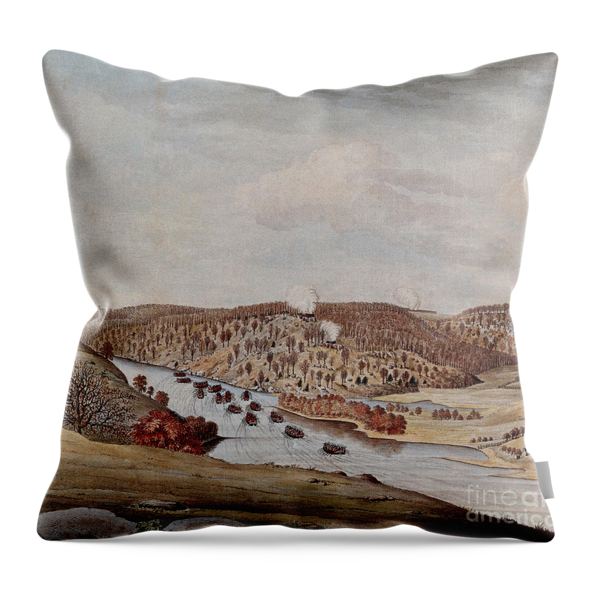 History Throw Pillow featuring the photograph Attack Against Fort Washington 1776 by Photo Researchers