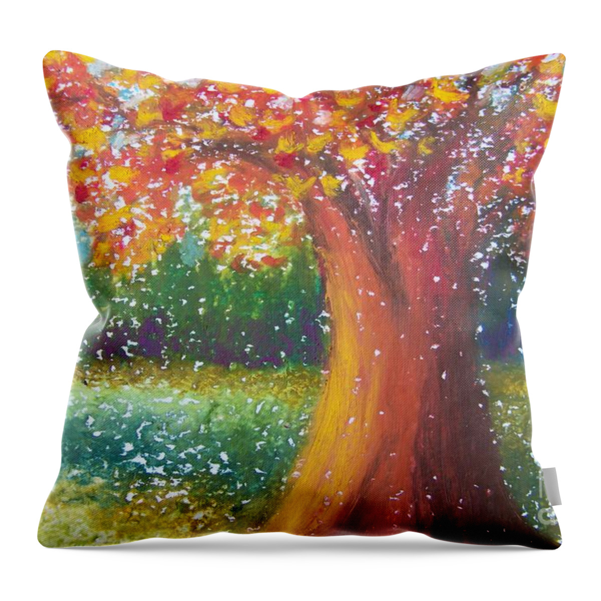 Tree Throw Pillow featuring the pastel Autumn Color by Deb Stroh-Larson