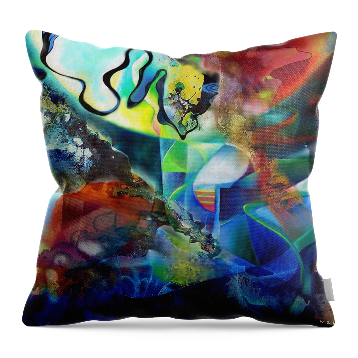 Autumn Throw Pillow featuring the painting Autumn leaves by Wolfgang Schweizer