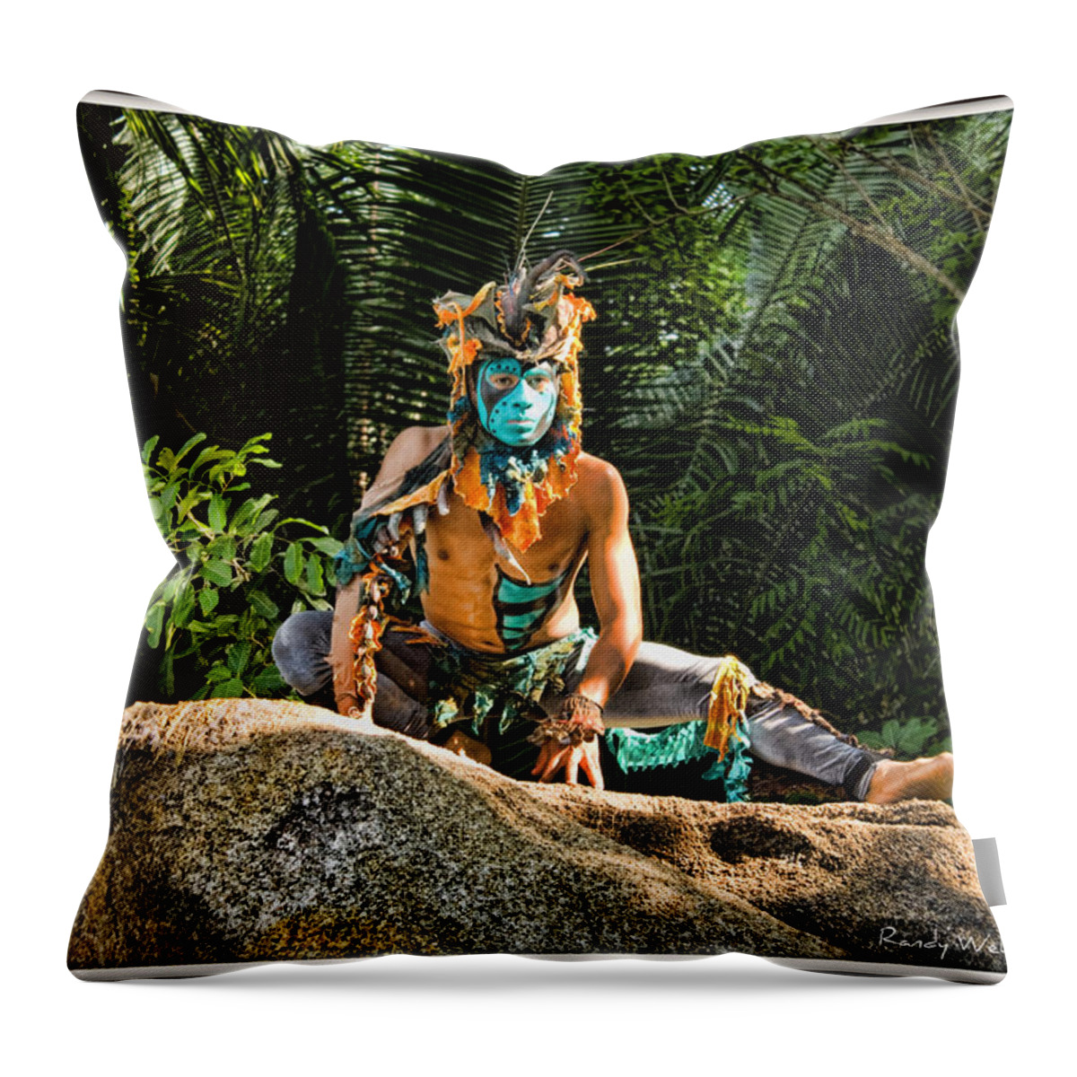  Throw Pillow featuring the photograph Aztec Lizard Warrior by Randy Wehner