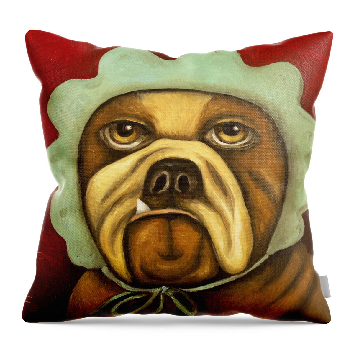 Dog Throw Pillow featuring the painting Baby Crash by Leah Saulnier The Painting Maniac