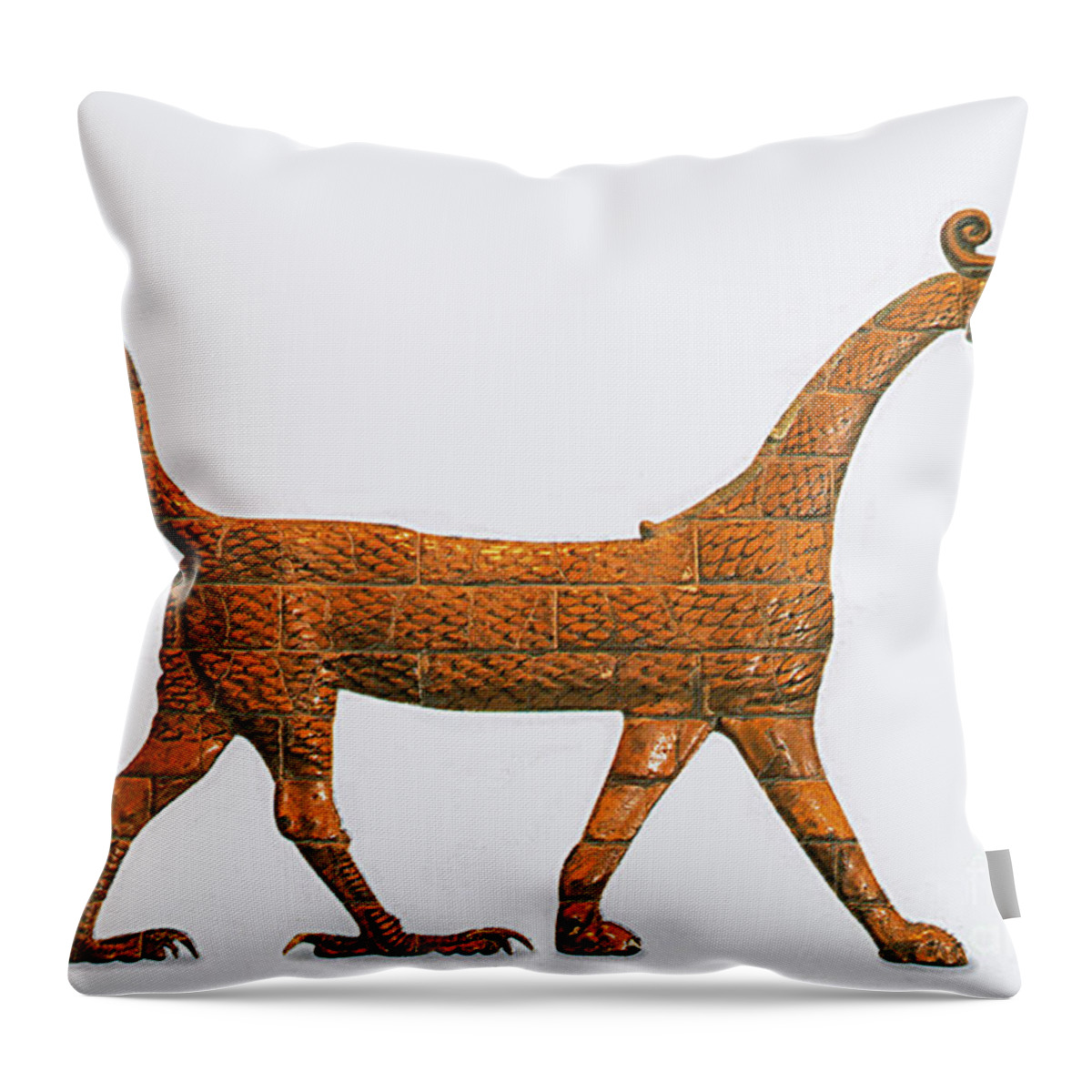 History Throw Pillow featuring the photograph Babylonian Dragon by Photo Researchers
