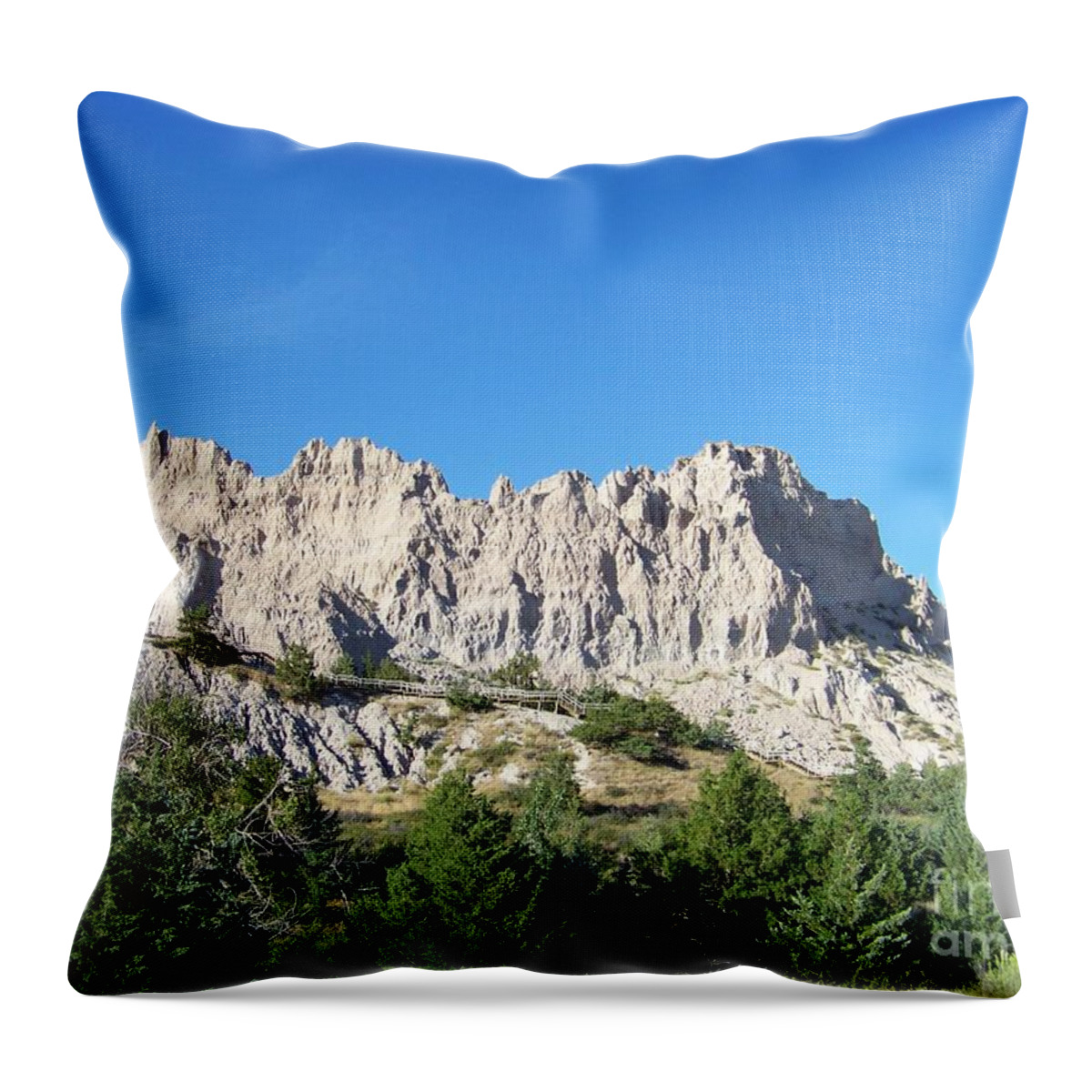 Badlands Throw Pillow featuring the photograph Badlands Slump by Charles Robinson