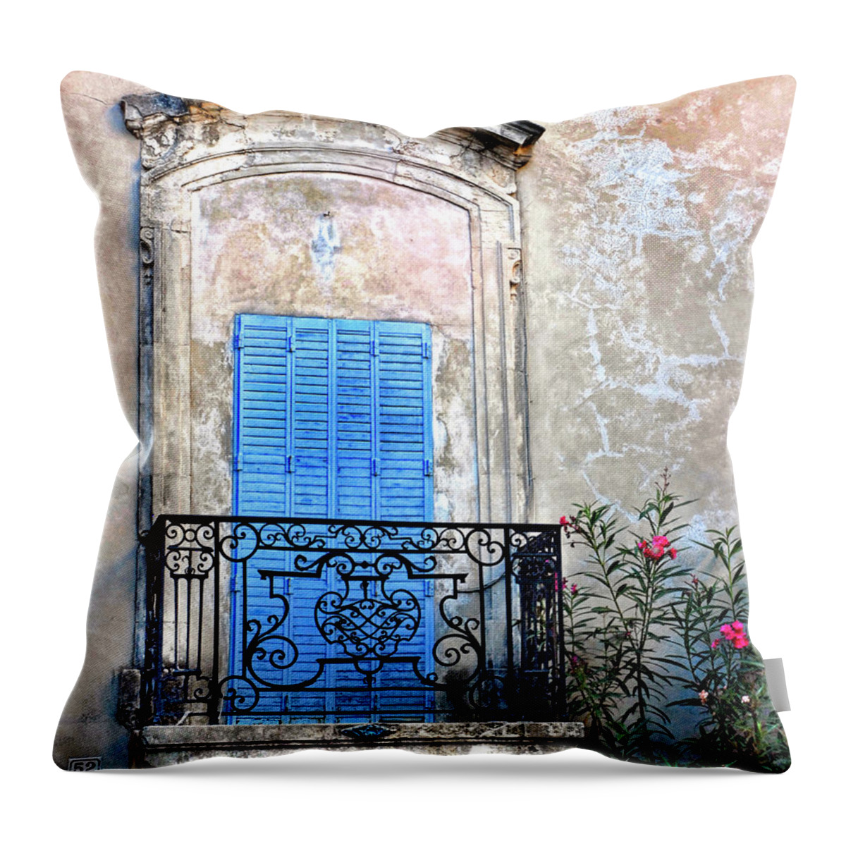 Balcony Throw Pillow featuring the photograph Balcony Provence France by Dave Mills