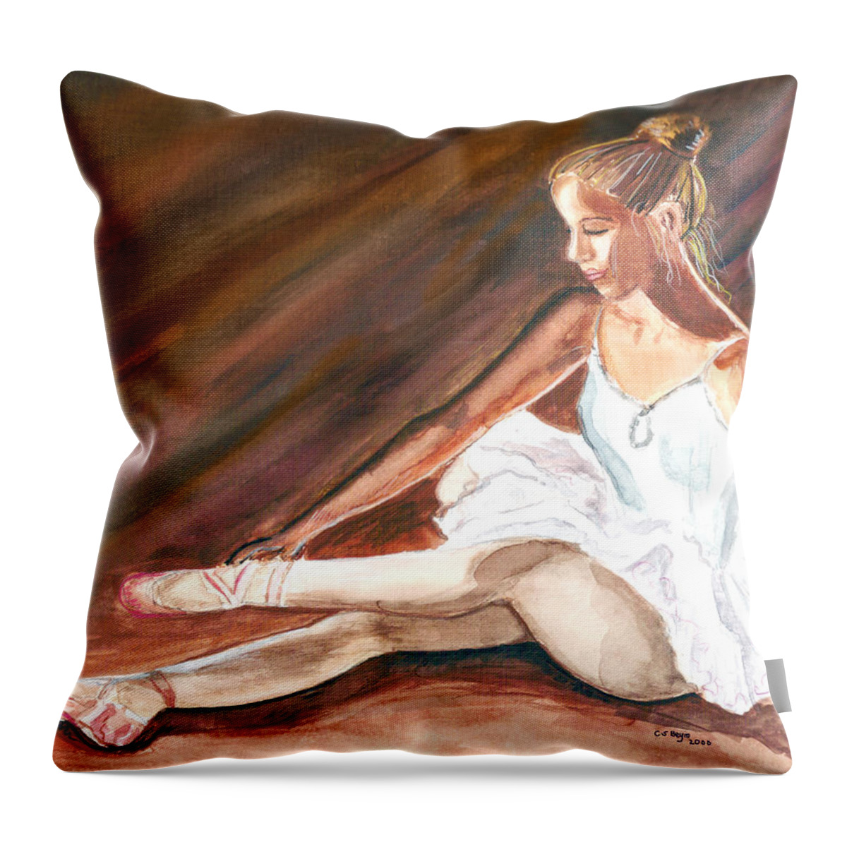 Dancer Throw Pillow featuring the painting Ballet Dancer by Clara Sue Beym