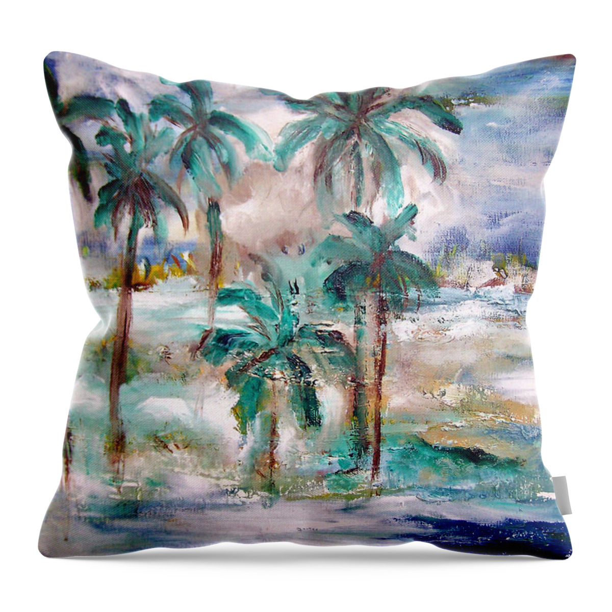 Sand Throw Pillow featuring the painting Balmy Breezy Days by Patricia Clark Taylor