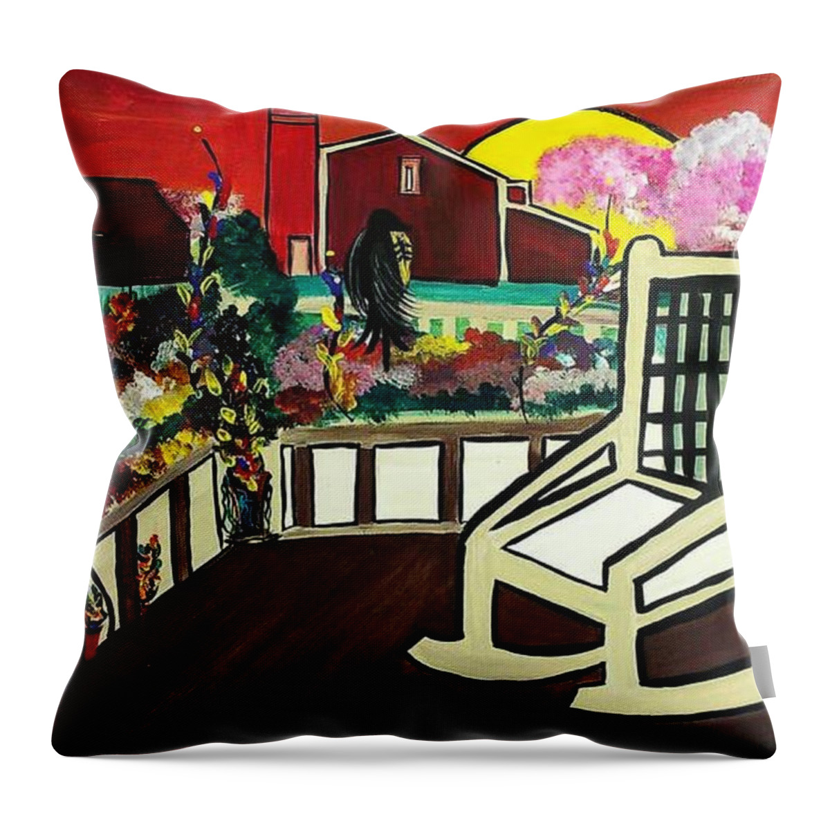 Farmhouse Throw Pillow featuring the painting Barnyard by Kelly M Turner