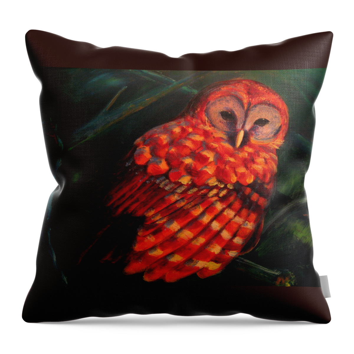 Owl Throw Pillow featuring the painting Barred Owl by Jason Reinhardt