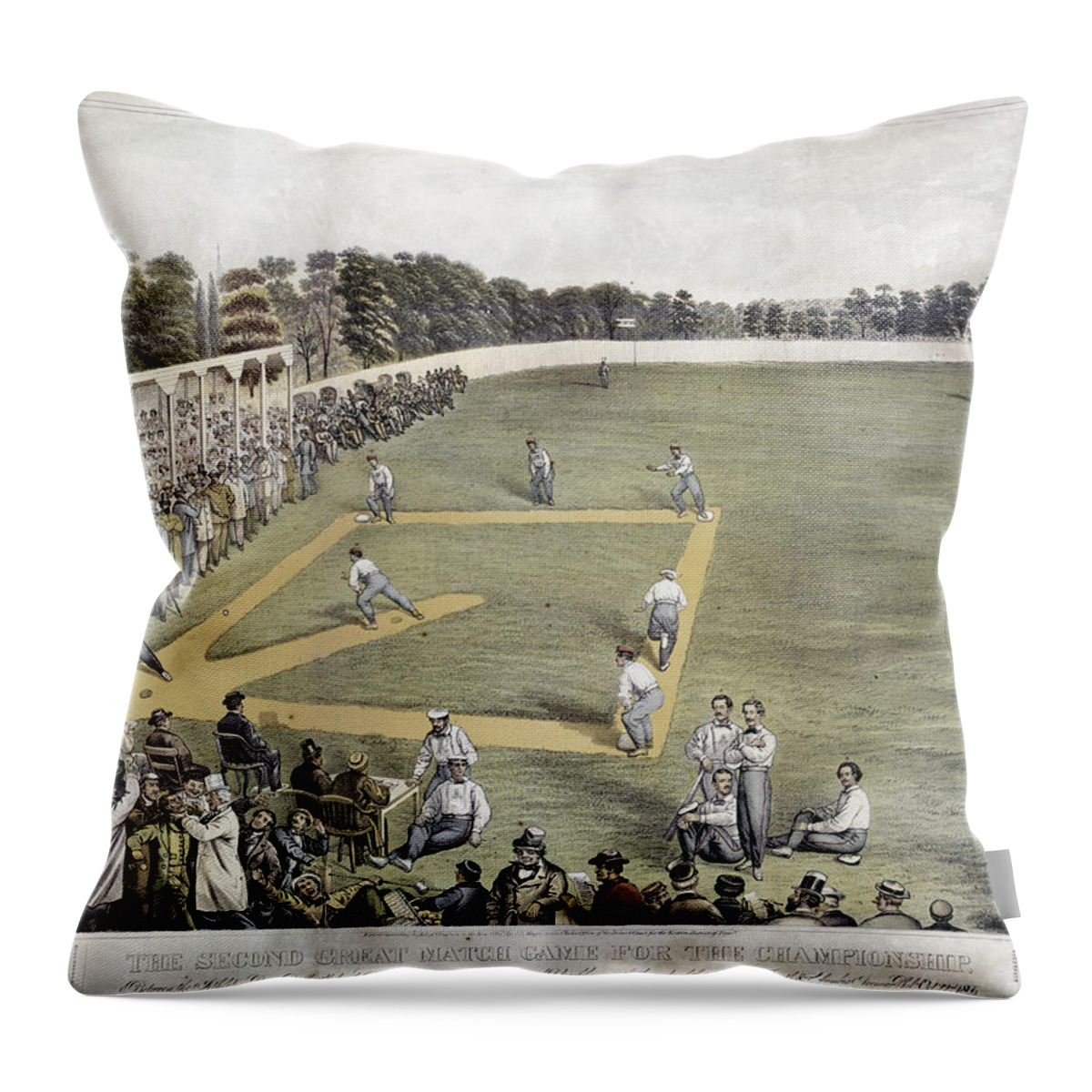 1866 Throw Pillow featuring the photograph Baseball, 1866 by Granger