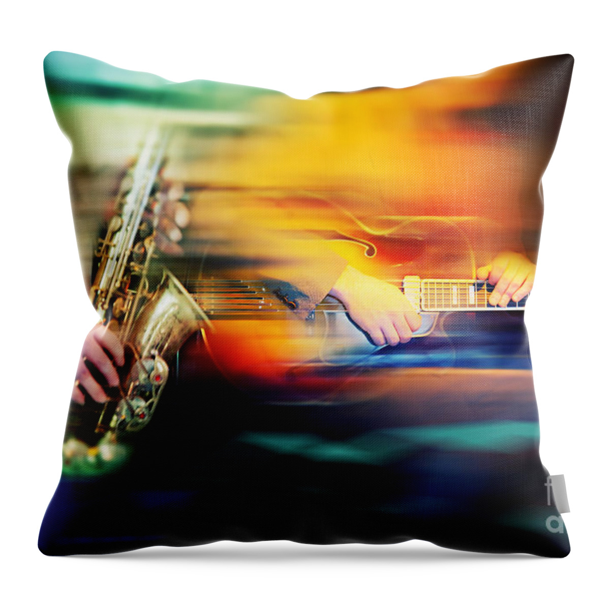 Jazz Throw Pillow featuring the photograph Basic Jazz Instruments by Ariadna De Raadt