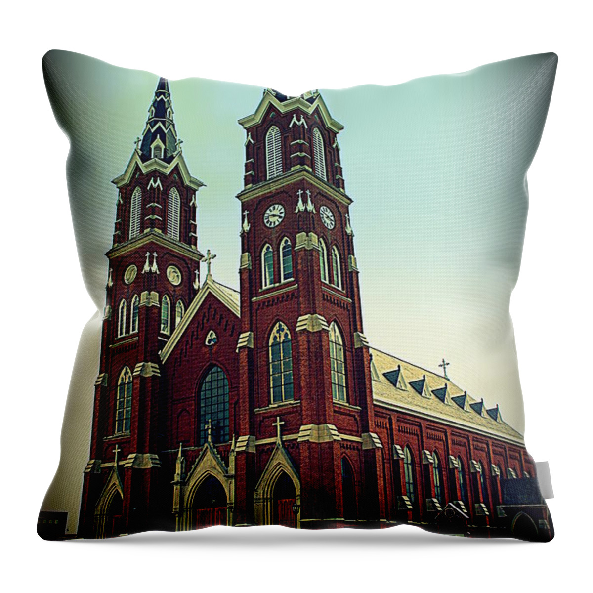 Basilica Throw Pillow featuring the photograph Basilica of St.Francis Xavier in Dyersville Iowa by Susanne Van Hulst