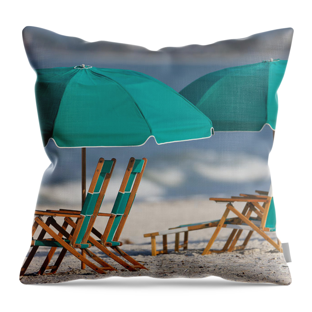 Clarence Holmes Throw Pillow featuring the photograph Beach Furniture I by Clarence Holmes