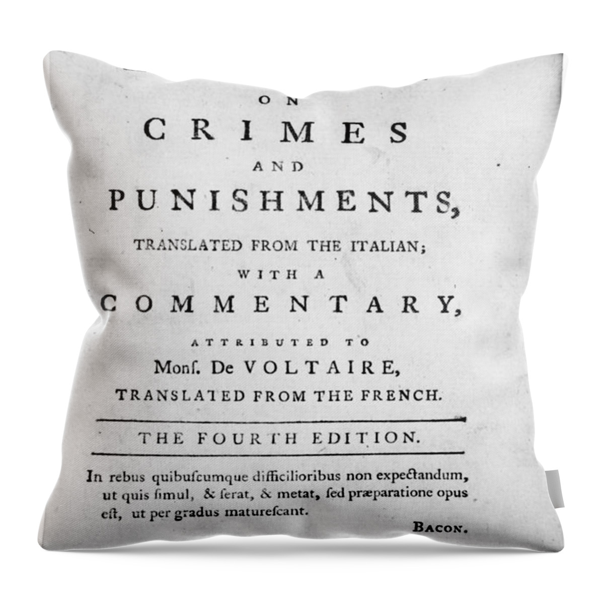 1800 Throw Pillow featuring the photograph Beccaria: Title Page by Granger