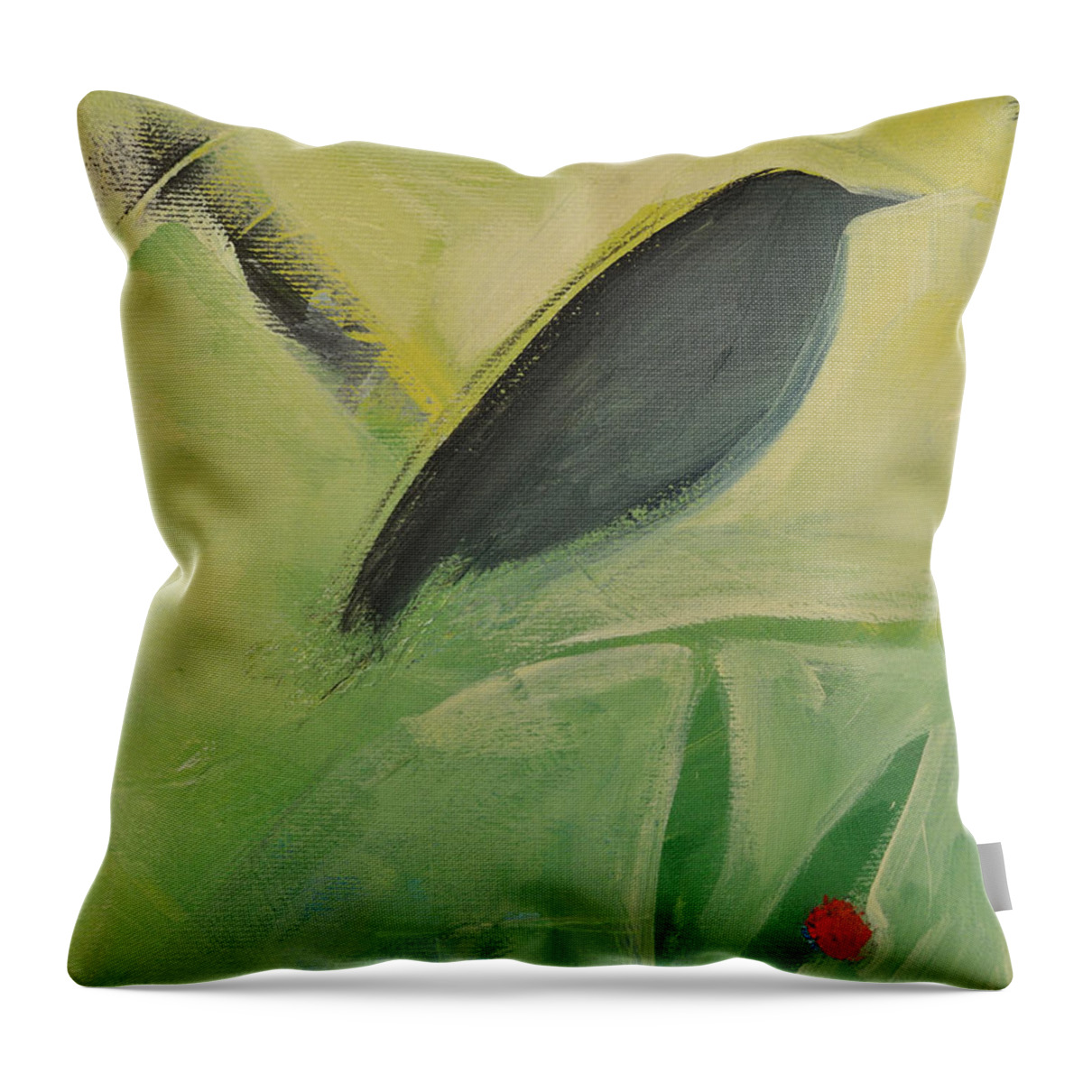 Triptych Throw Pillow featuring the painting Bird and Red Berry a by Tim Nyberg