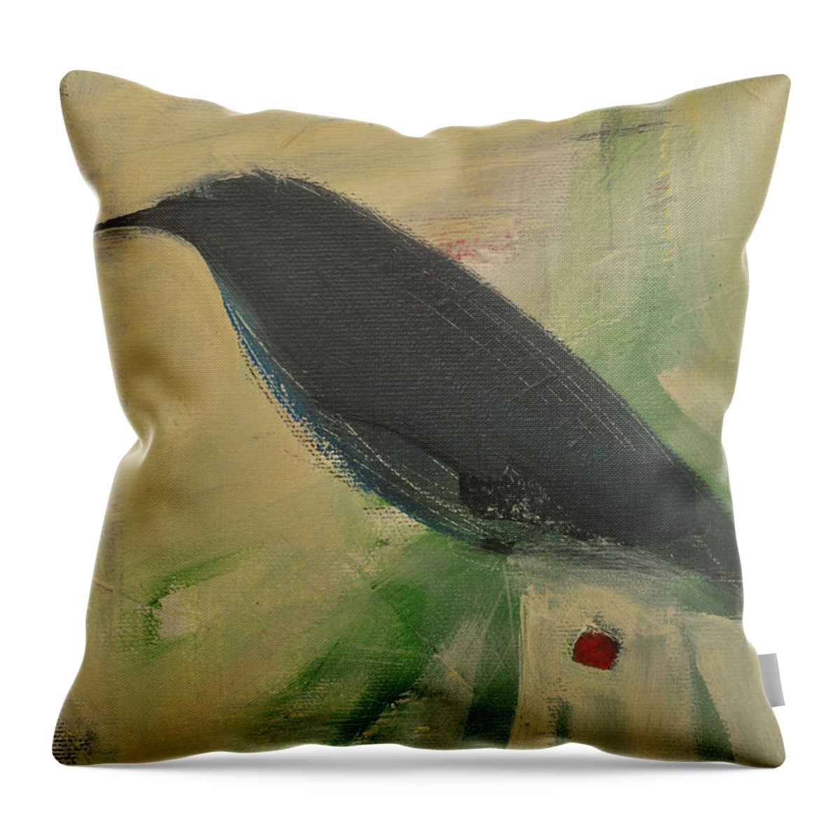 Triptych Throw Pillow featuring the painting Bird and Red Berry c by Tim Nyberg