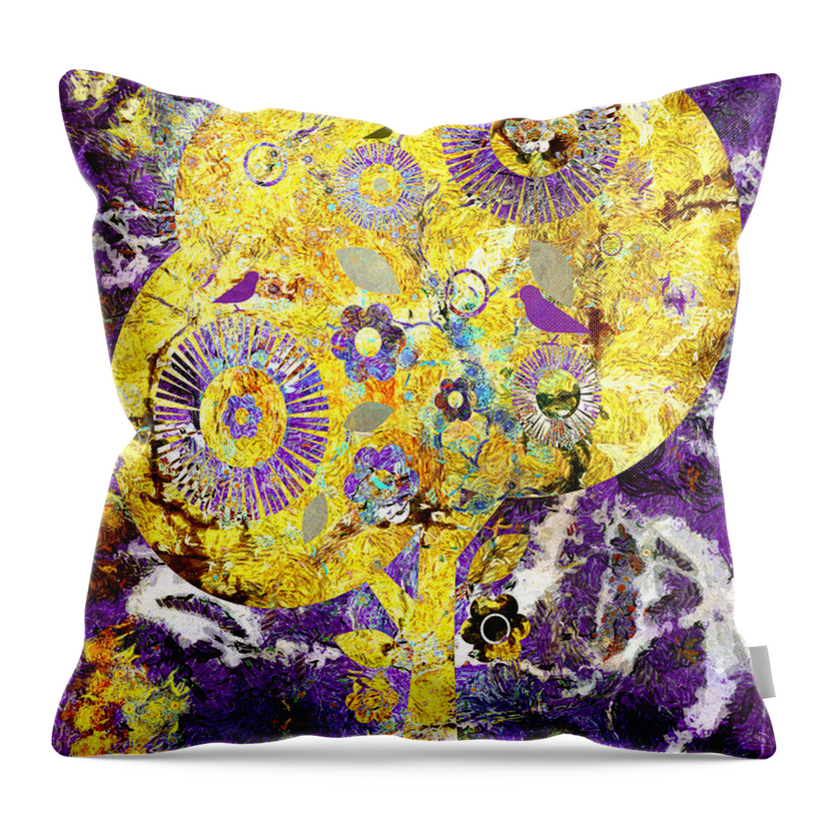 Abstract Throw Pillow featuring the mixed media Birds Of A Feather 1 by Angelina Tamez