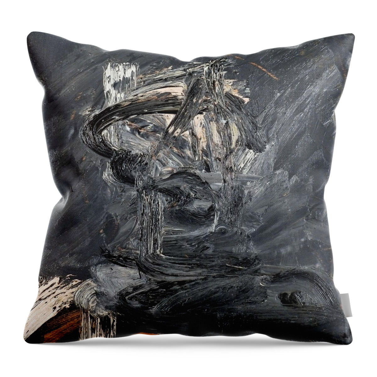Landscape Throw Pillow featuring the painting Black And White Portrait 3 by JC Armbruster