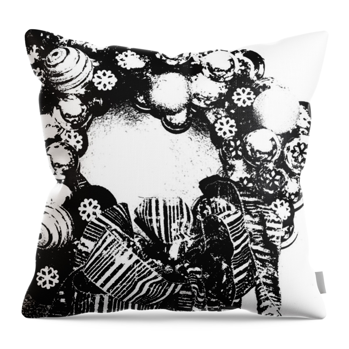 Black And White Throw Pillow featuring the photograph Black And White Wreath by Diane montana Jansson