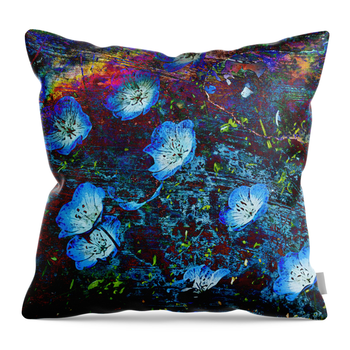Abstract Throw Pillow featuring the photograph Blue Floral Abstract by Phyllis Denton