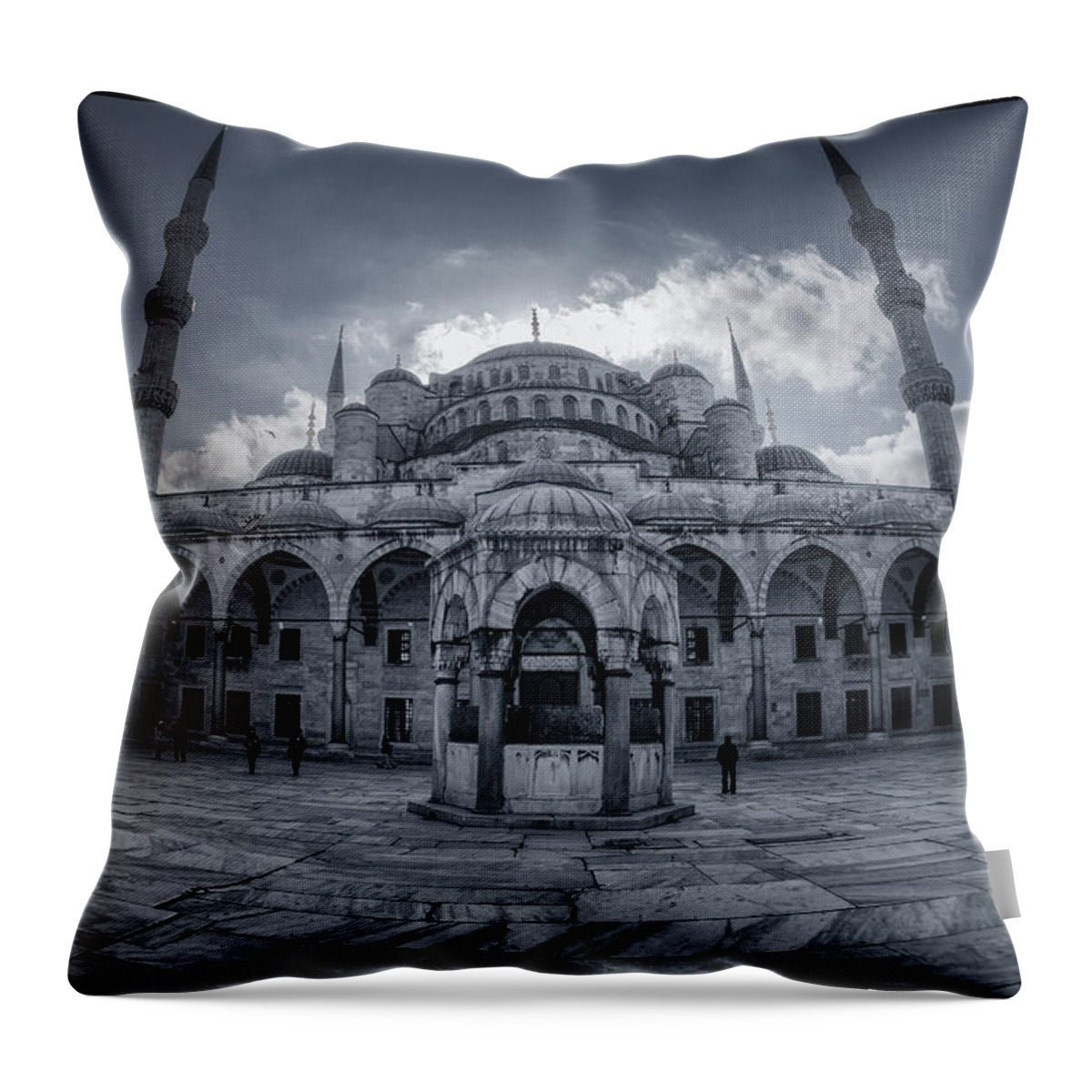 Blue Mosque Throw Pillow featuring the photograph Blue Mosque courtyard by Joan Carroll
