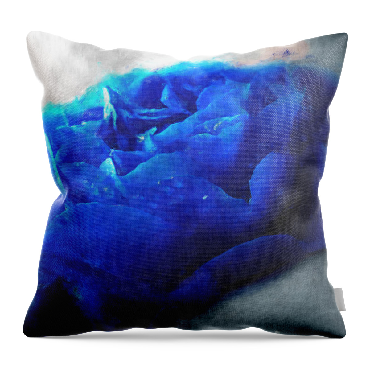  Throw Pillow featuring the digital art Blue Rose by Debbie Portwood