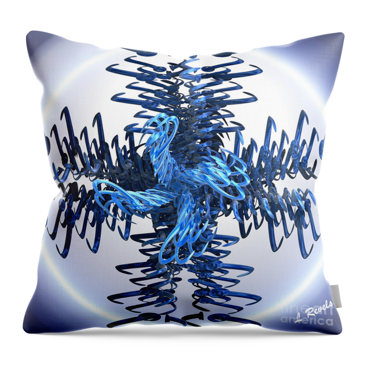 Digital Throw Pillow featuring the digital art Blue Streamers by Leslie Revels