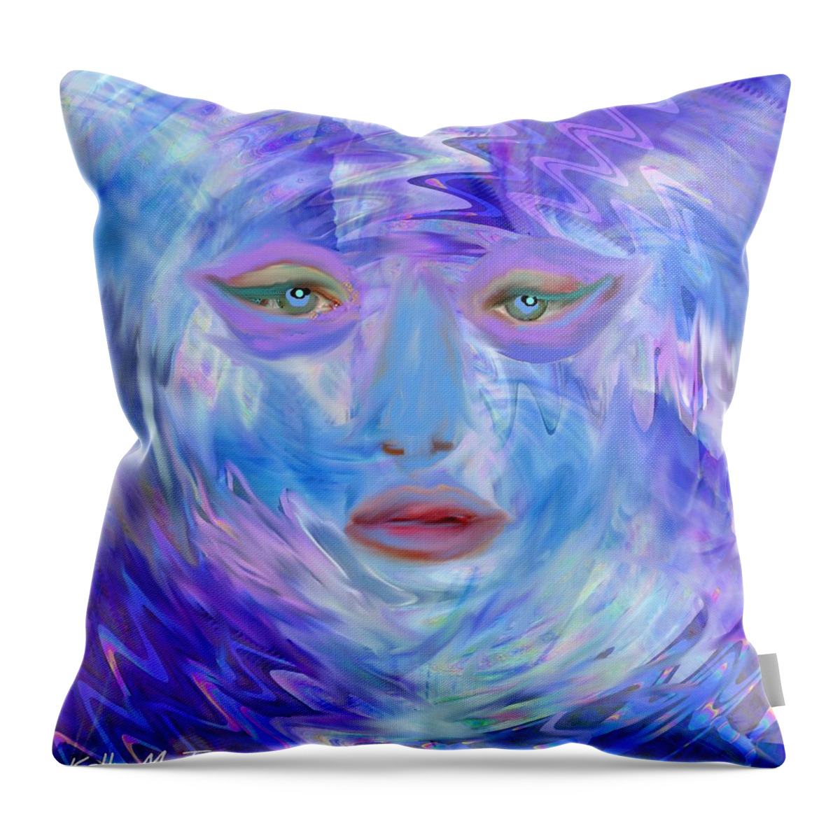 Digital Art Throw Pillow featuring the digital art Blue Waters by Kelly M Turner