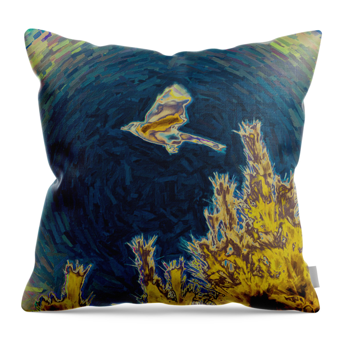 Bird Throw Pillow featuring the photograph Bluejay Gone Wild by Trish Tritz