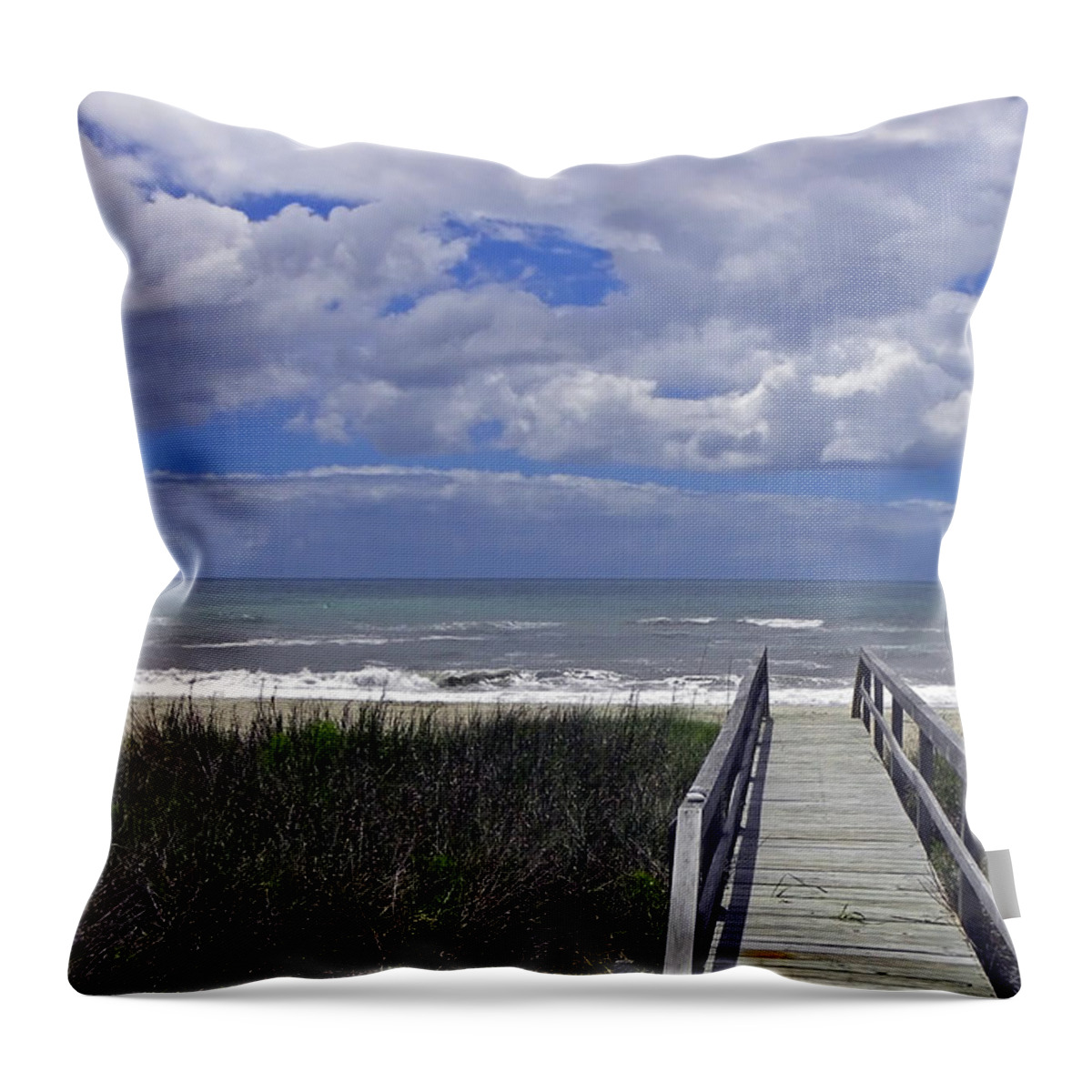 Beach Throw Pillow featuring the photograph Boardwalk To The Beach by Sandi OReilly