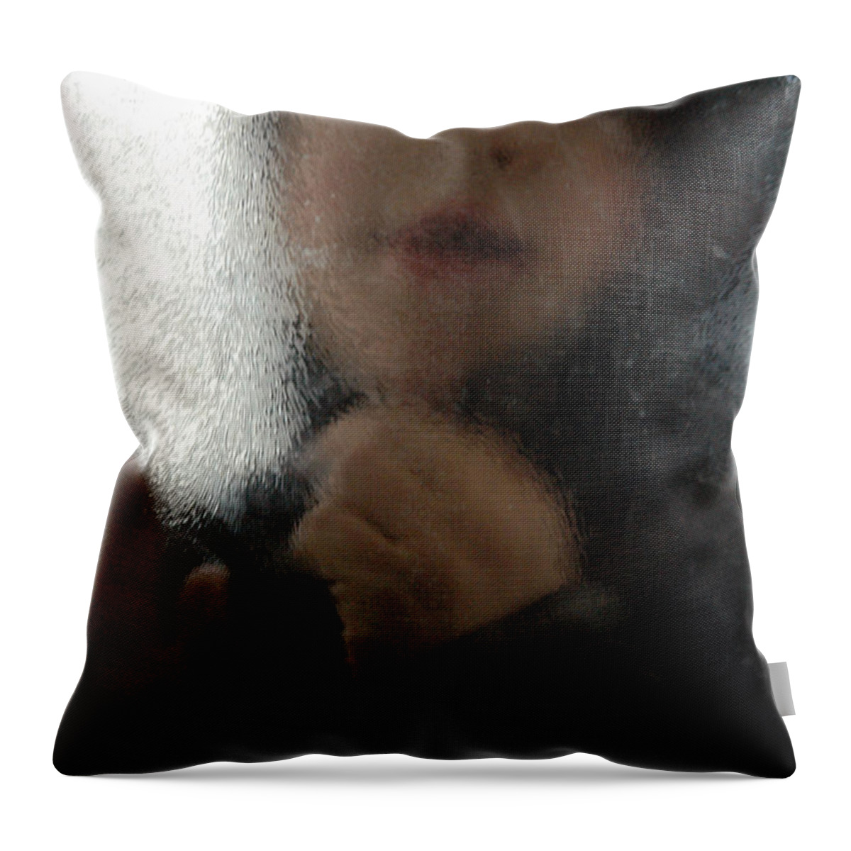 Boy Throw Pillow featuring the photograph Boy behind glass by Matthias Hauser