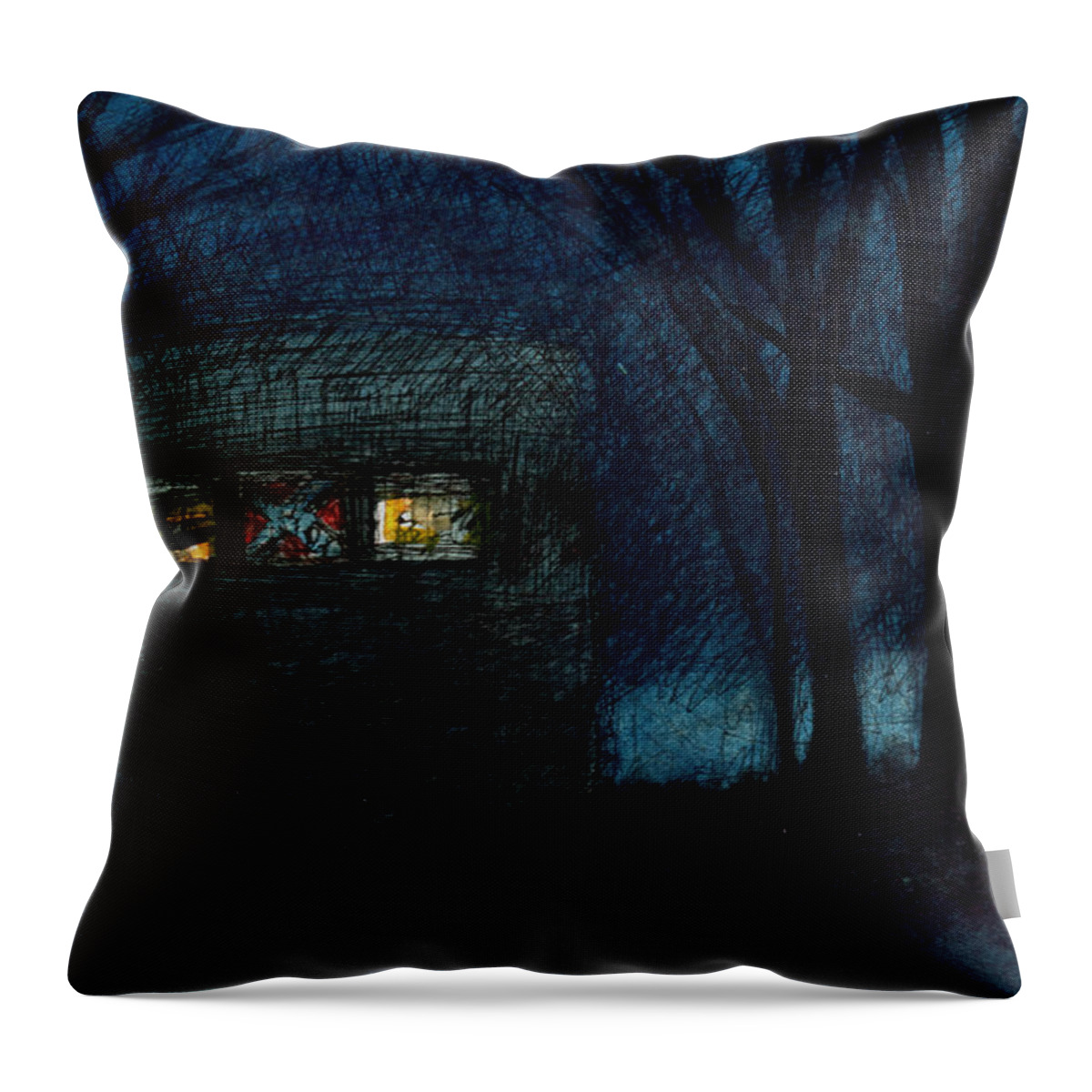 Landscape Throw Pillow featuring the painting Brandon's trailer by Arthur Barnes
